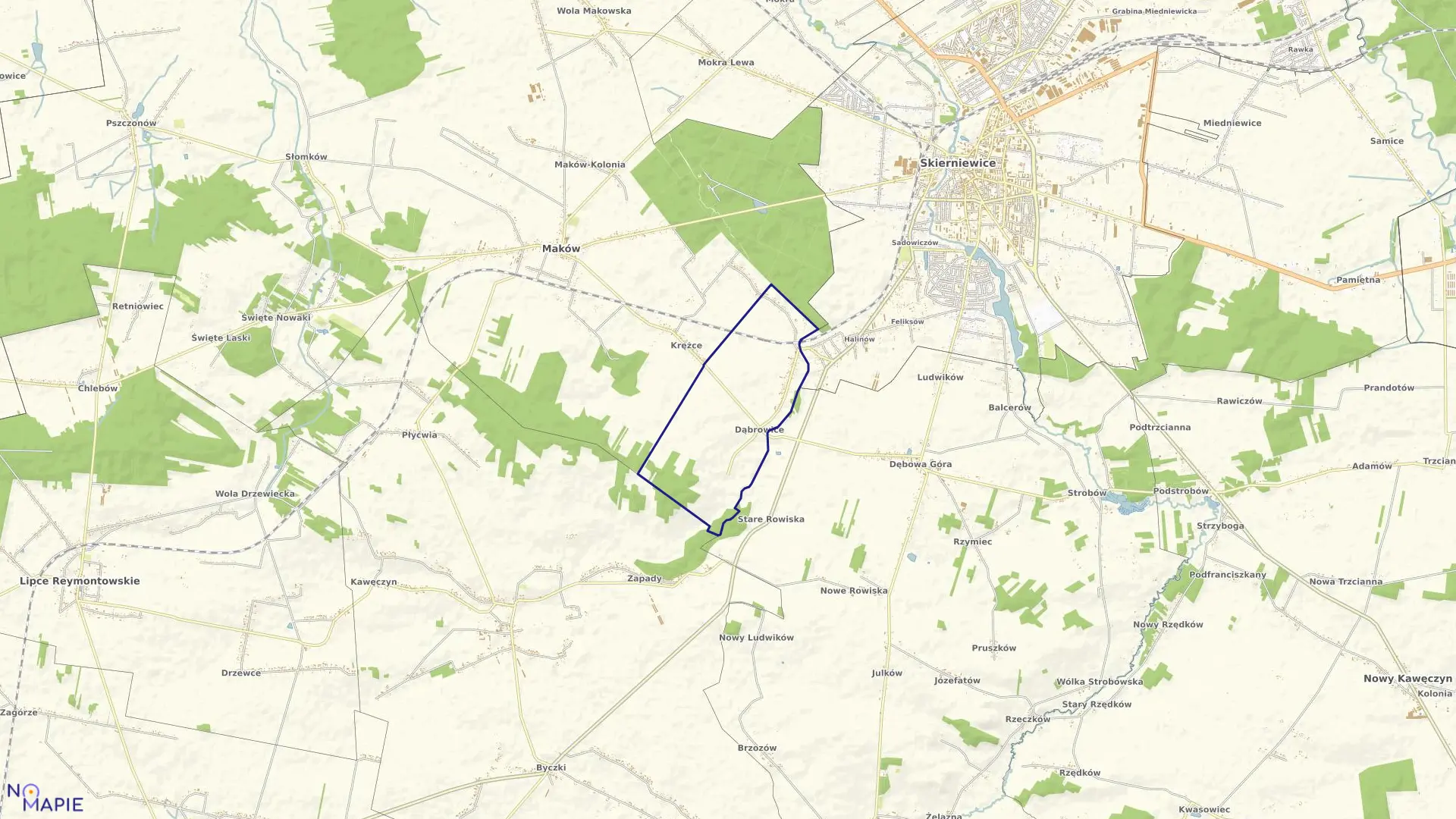 Mapa obrębu DĄBROWICE w gminie Maków